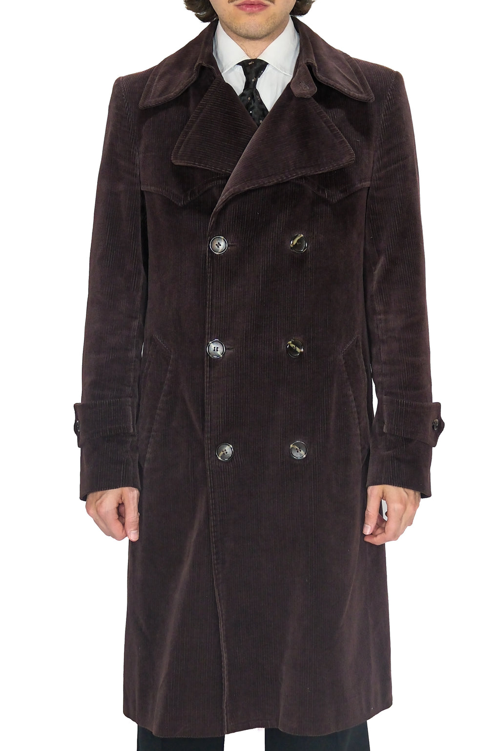 Brauner Cord Trenchcoat Mantel
