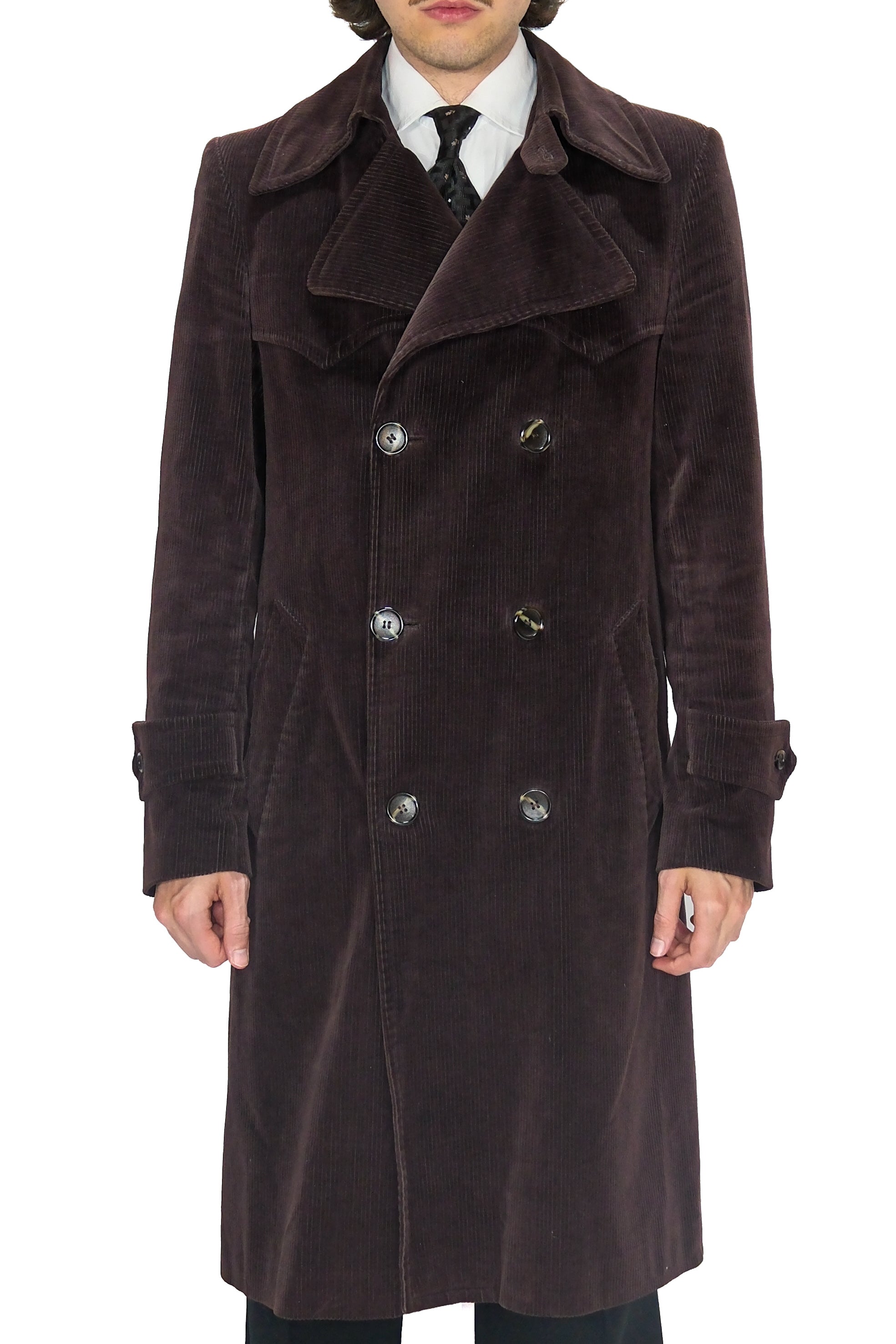 Brauner Cord Trenchcoat Mantel