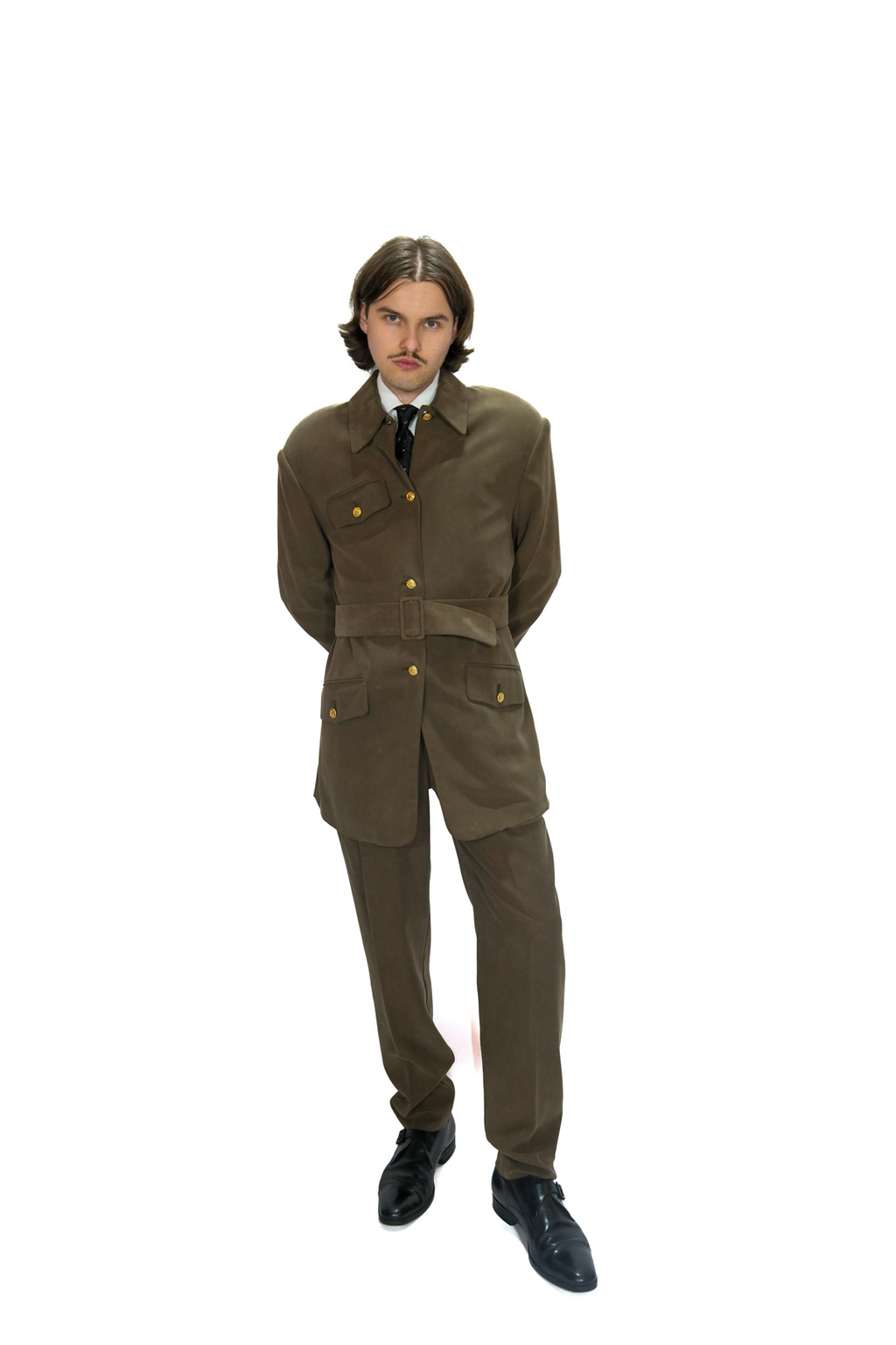 Military Style Anzug aus Seide