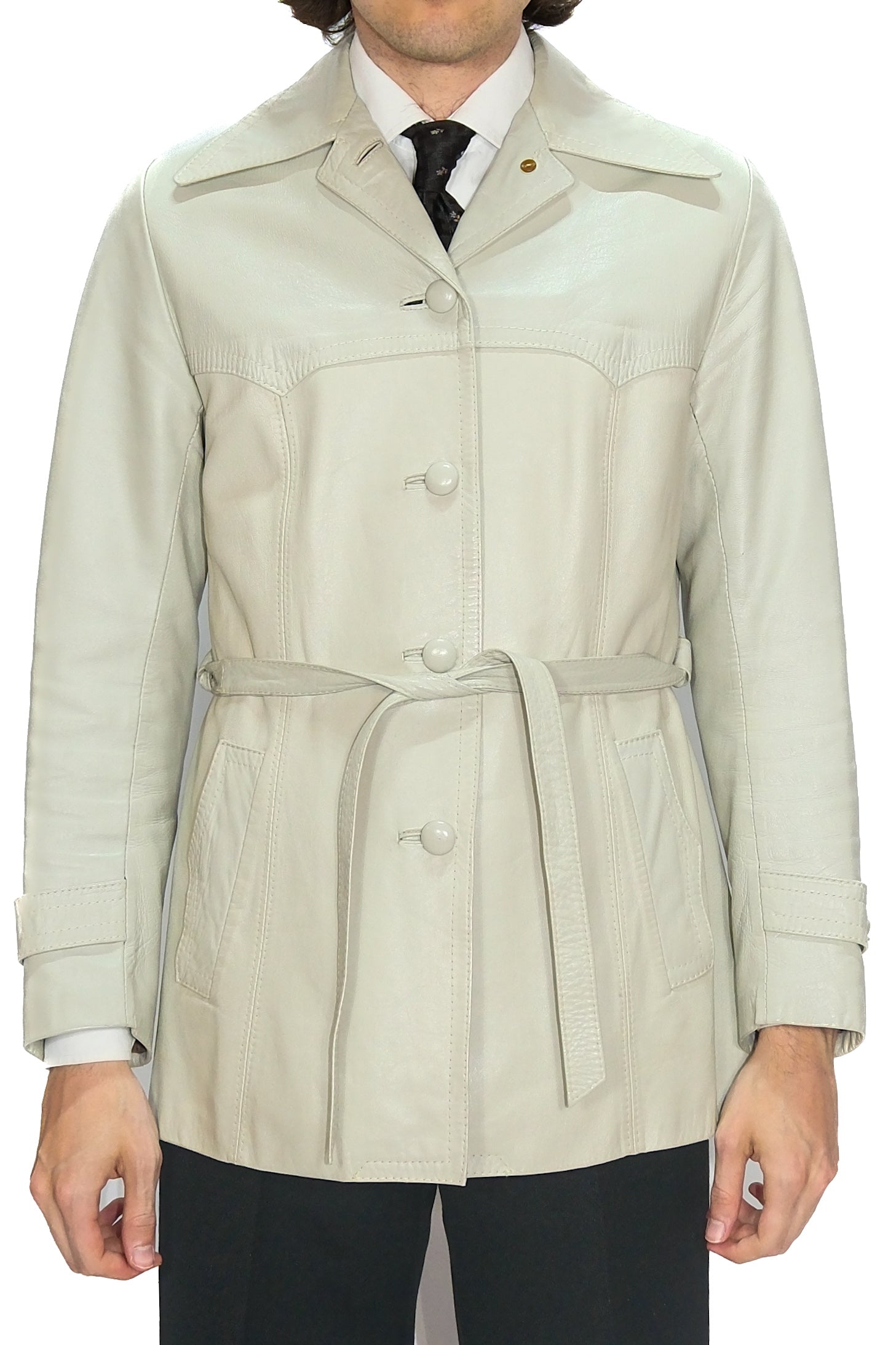 Lederjacke Grau / Beige