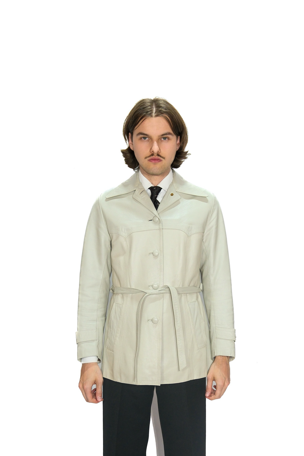 Lederjacke Grau / Beige