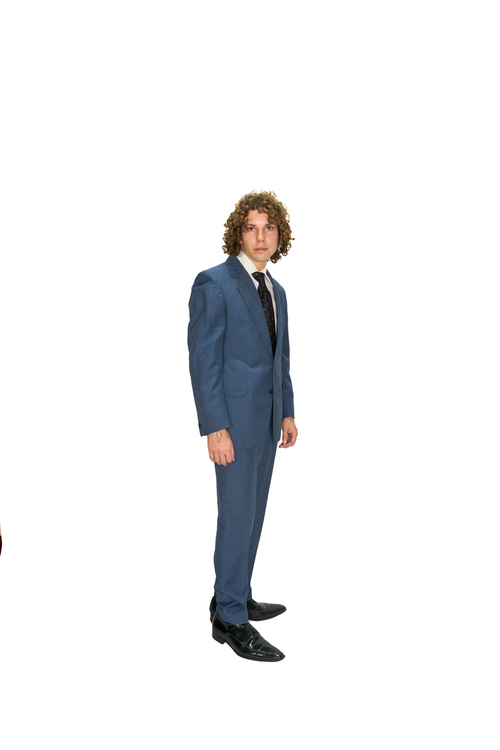 70s Anzug Mittelblau