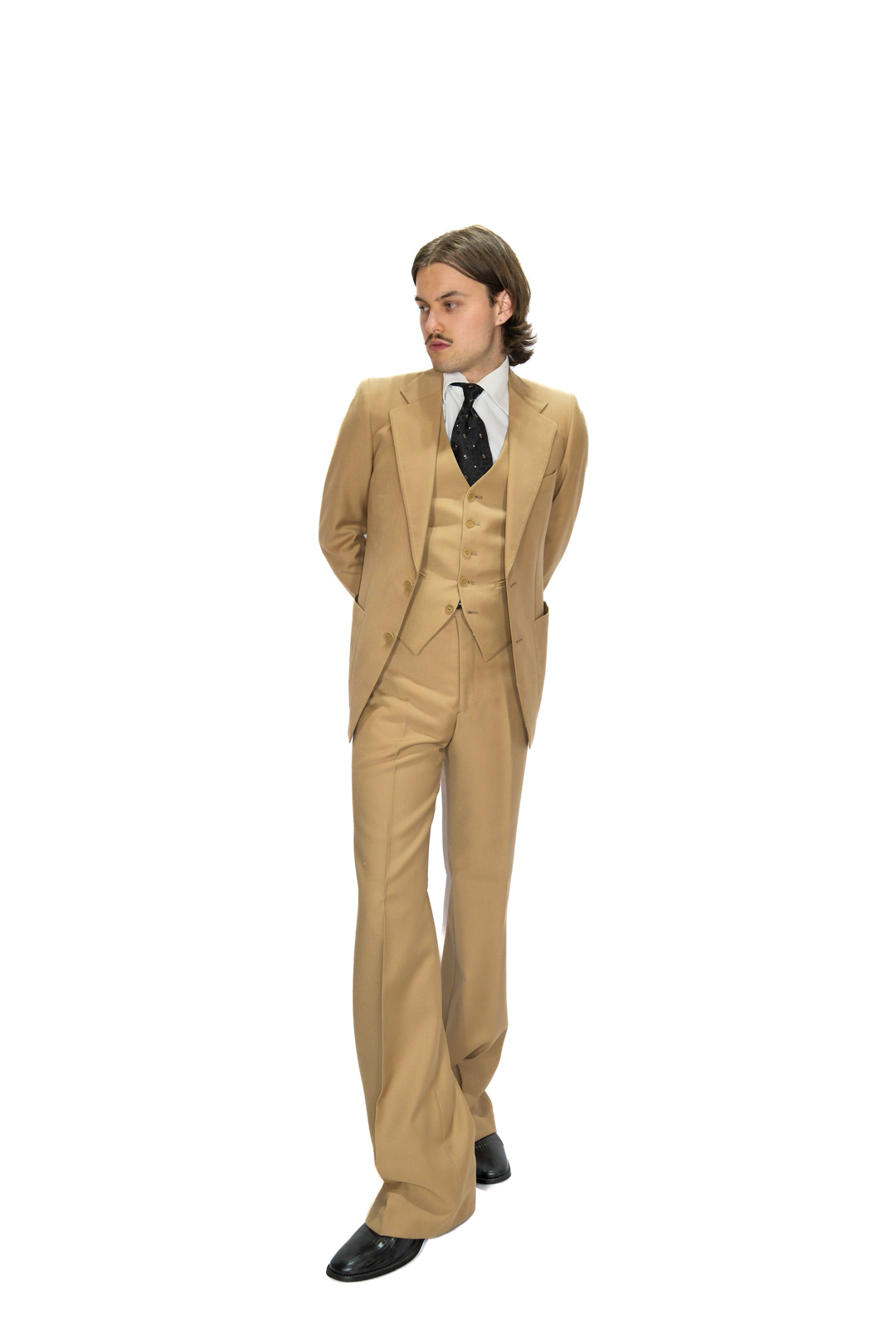 70s Dreiteiler Anzug Beige