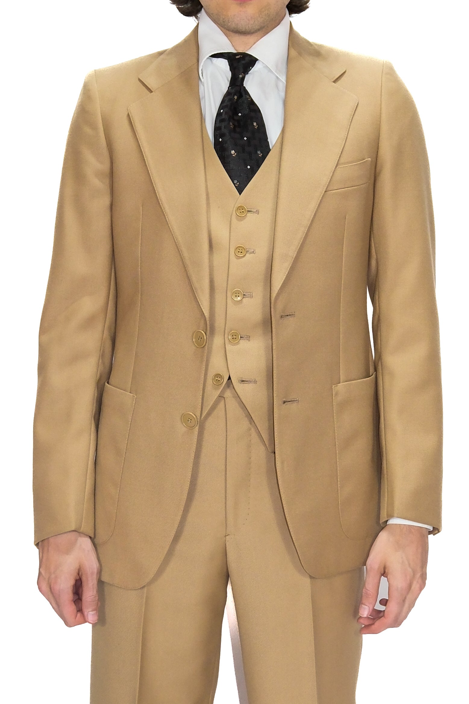 70s Dreiteiler Anzug Beige