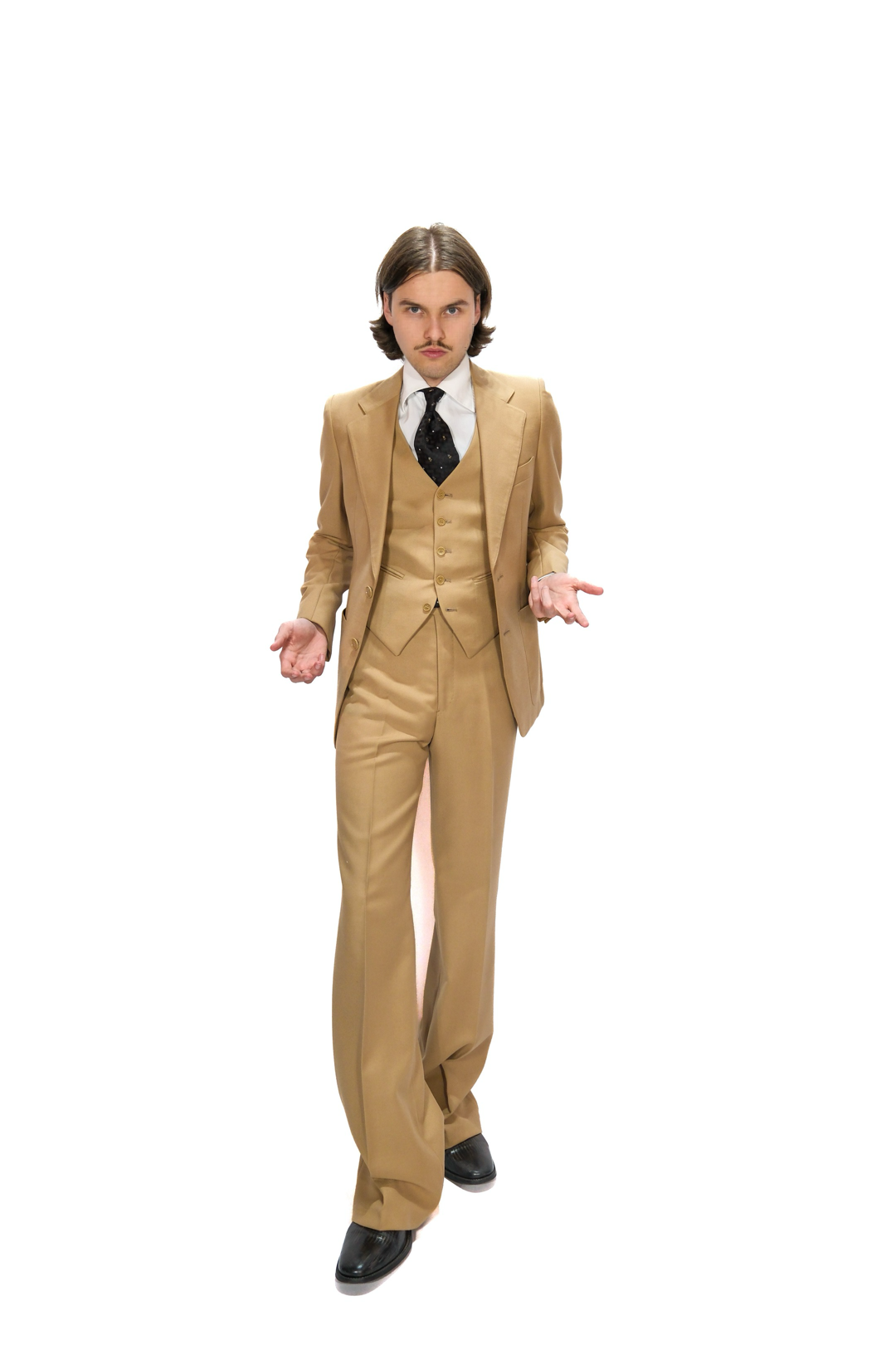 70s Dreiteiler Anzug Beige