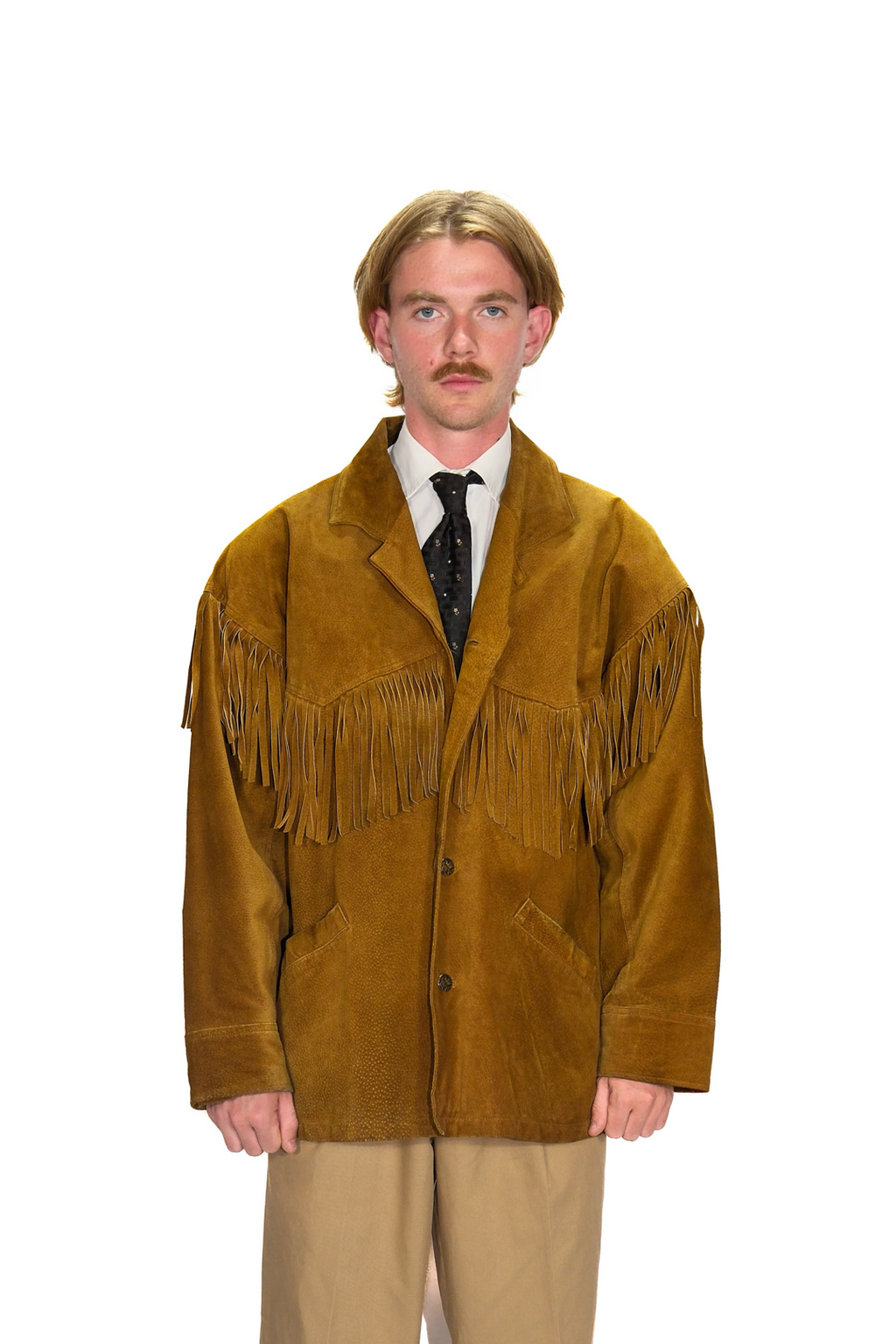 Western Lederjacke Braun Wildleder