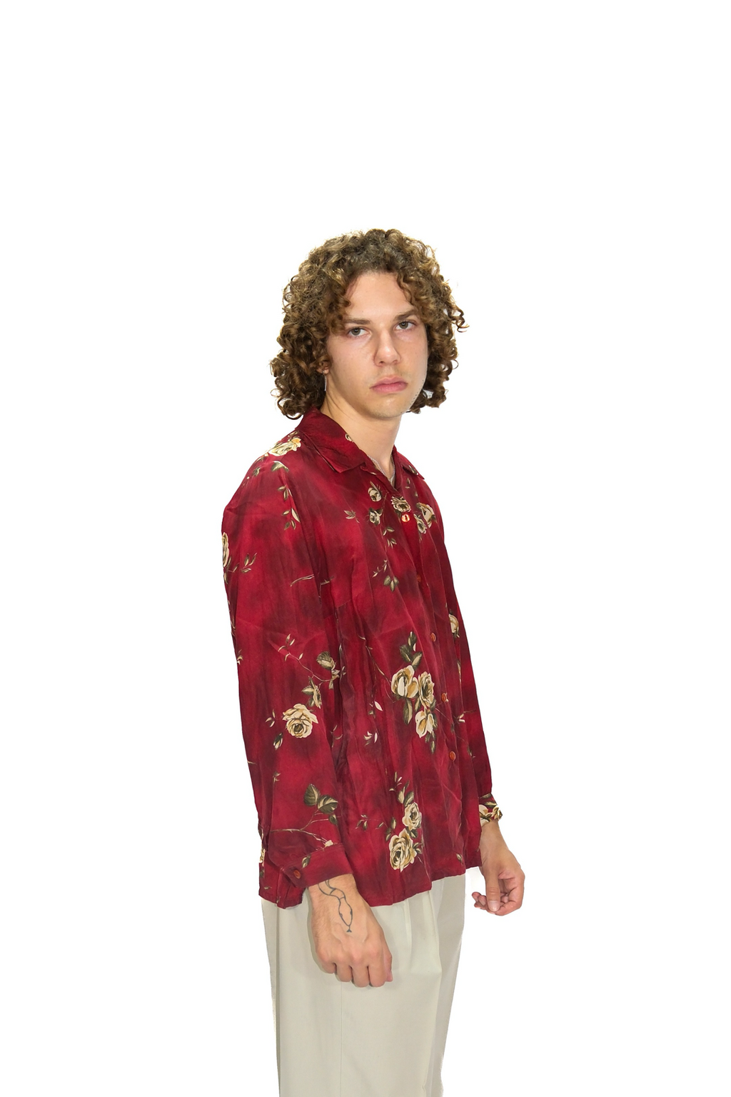 Hemd Rot mit Blumenmuster