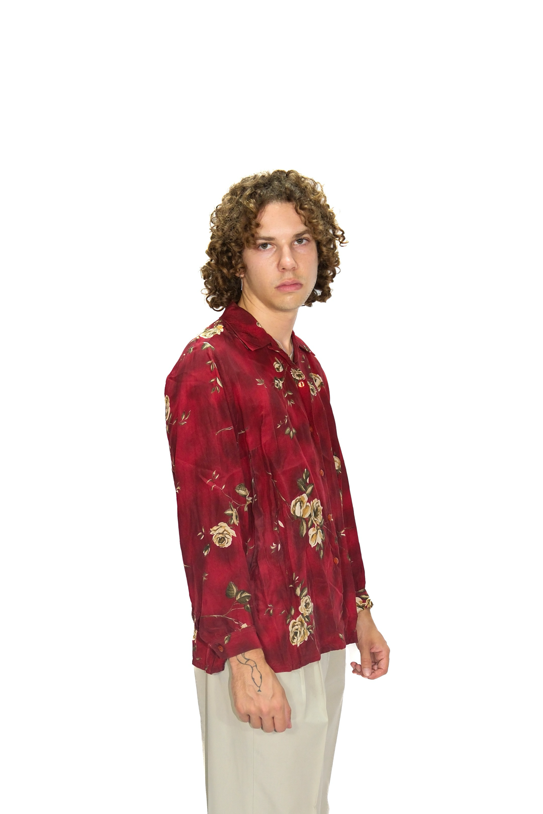 Hemd Rot mit Blumenmuster