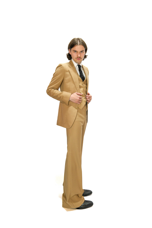 70s Dreiteiler Anzug Beige