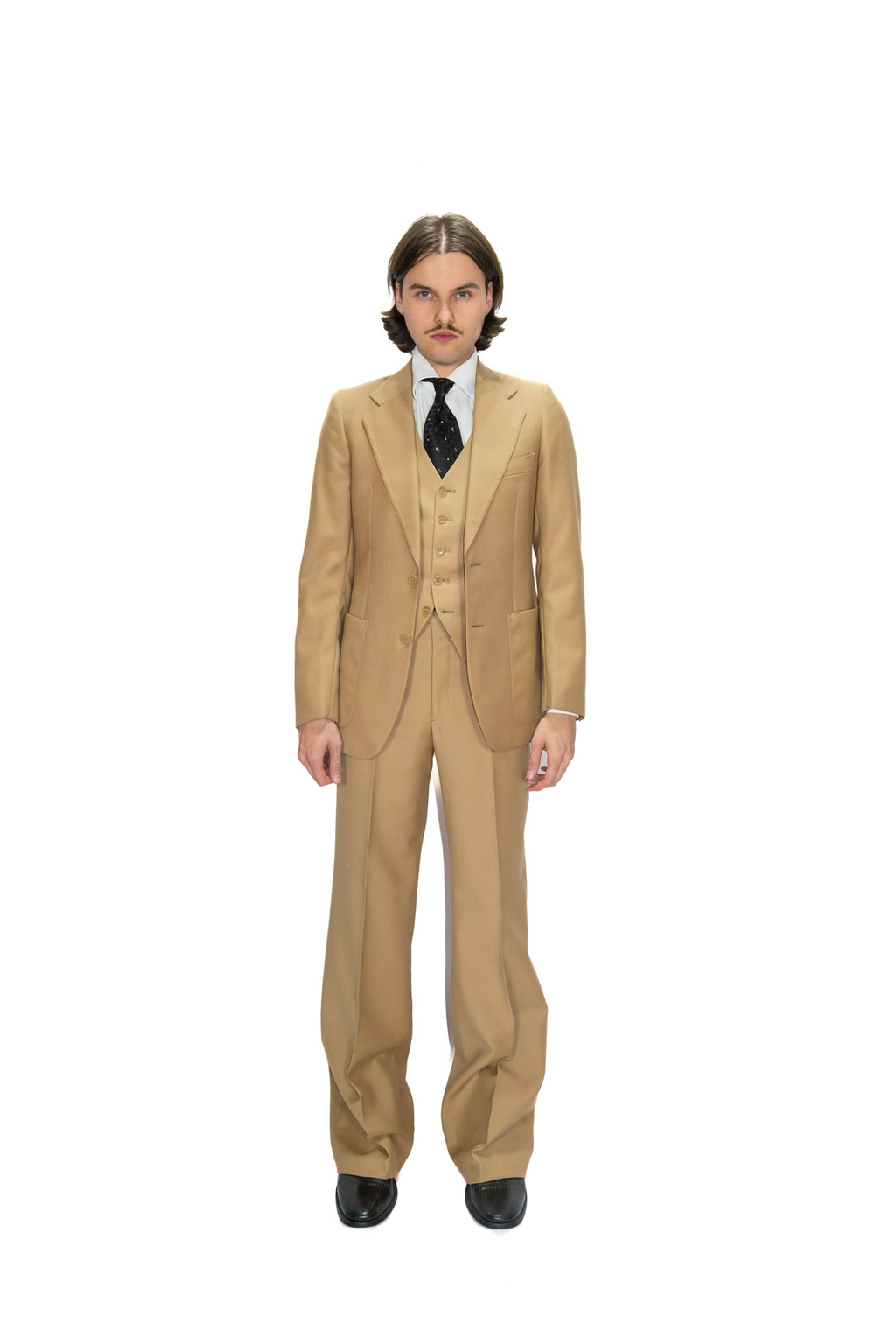 70s Dreiteiler Anzug Beige