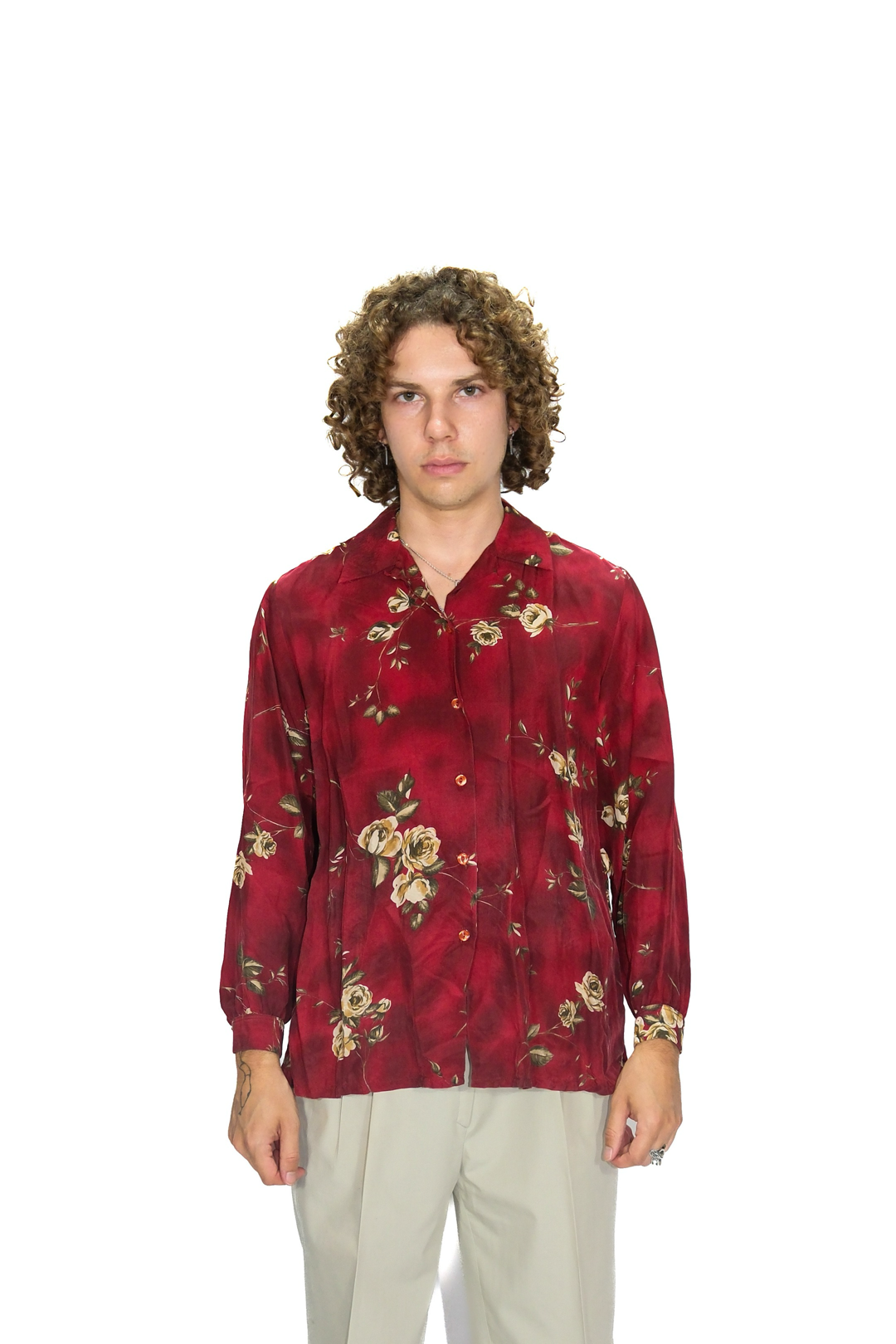 Hemd Rot mit Blumenmuster
