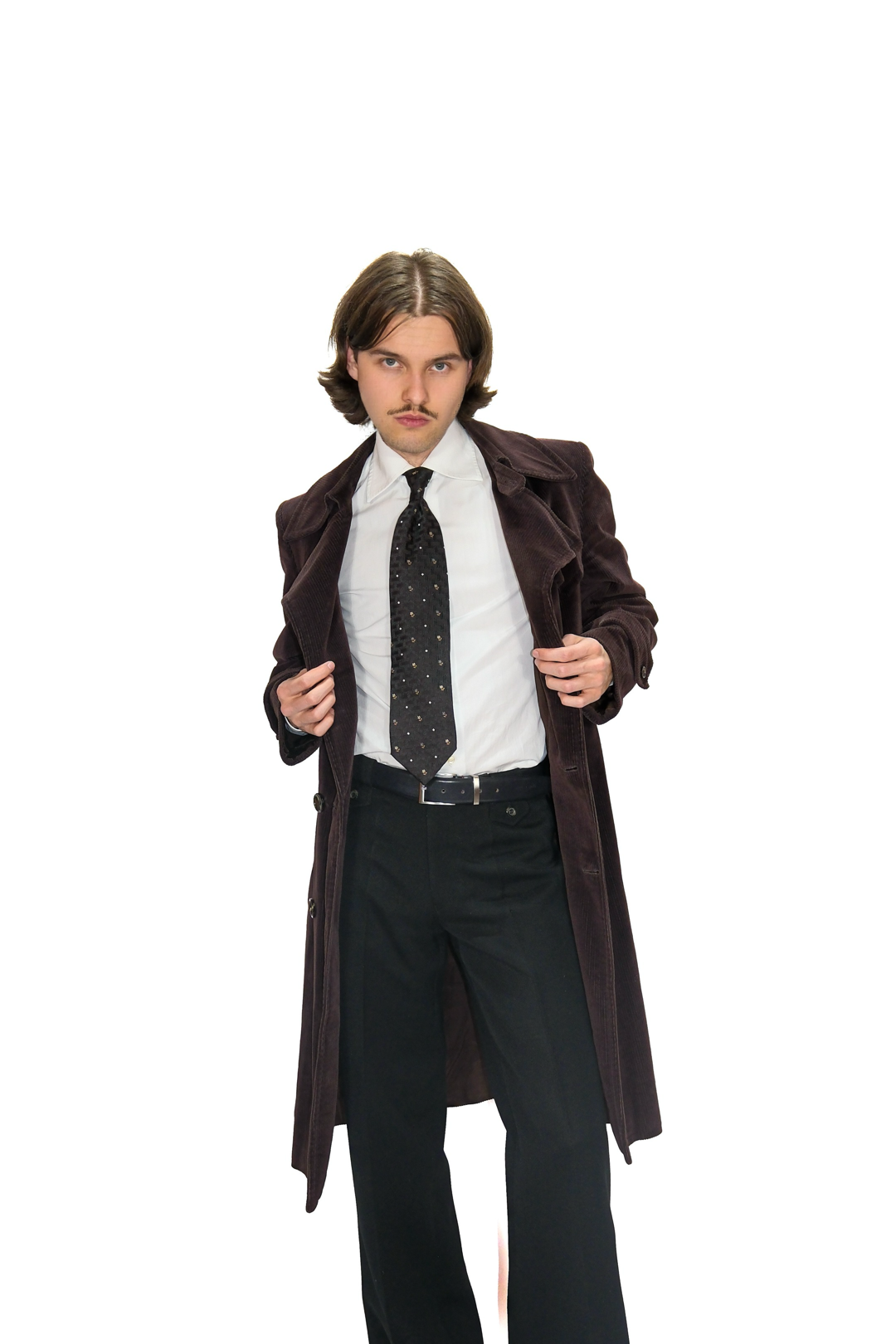 Brauner Cord Trenchcoat Mantel