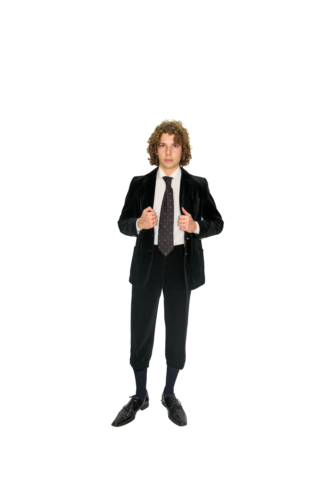 Samtanzug Schwarz mit Stickerei und Kniebundhose