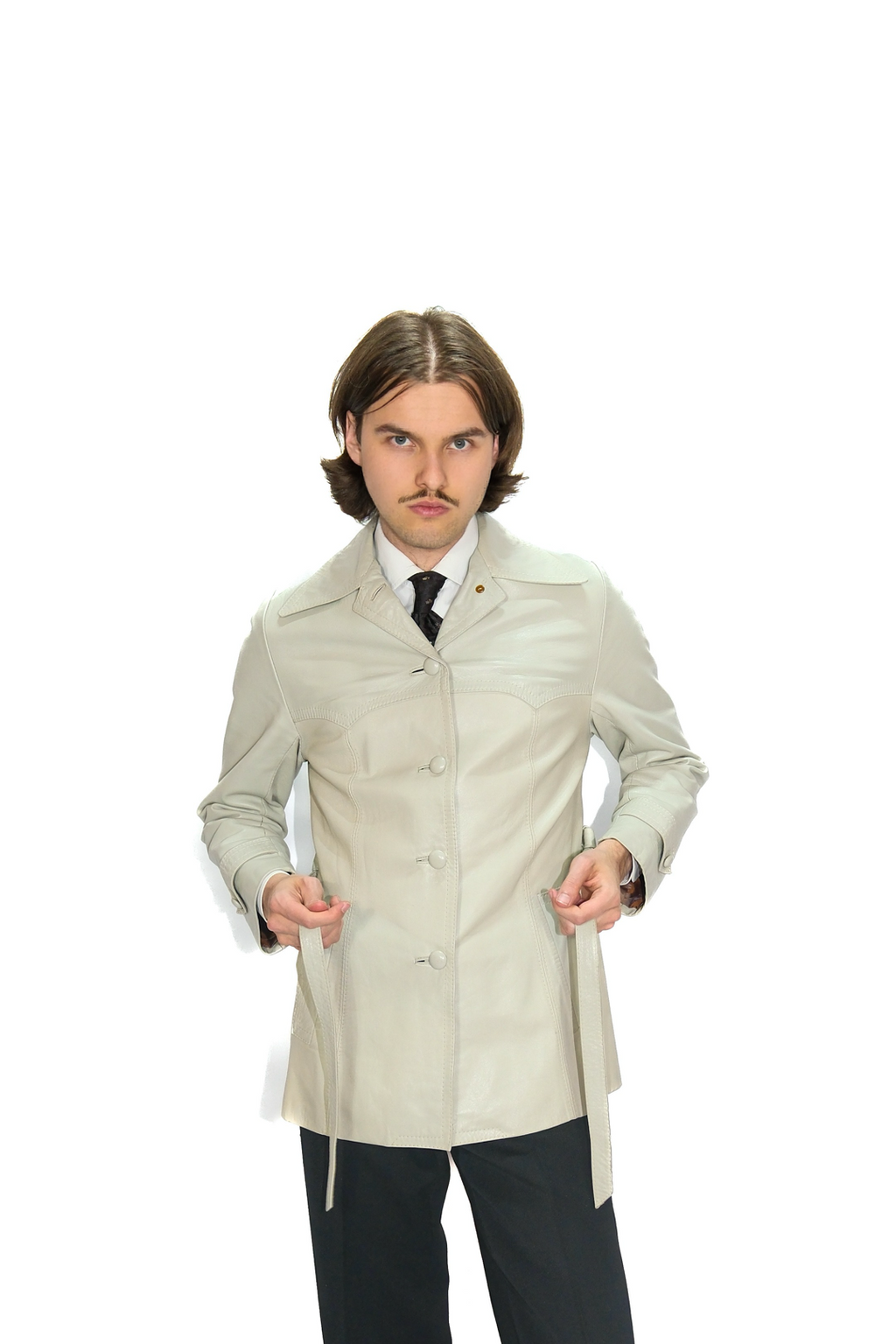 Lederjacke Grau / Beige