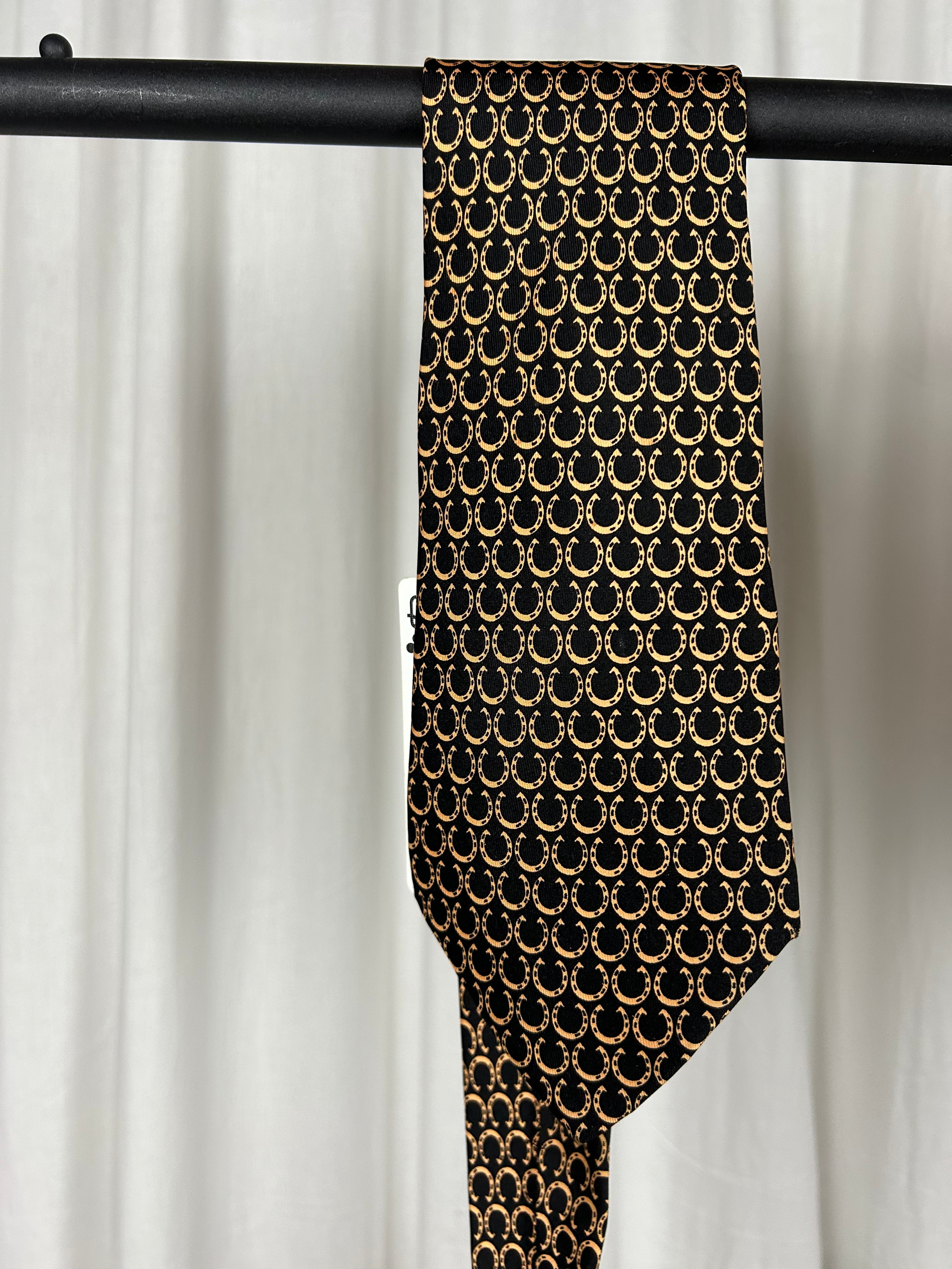Hermes Krawatte Schwarz Gold