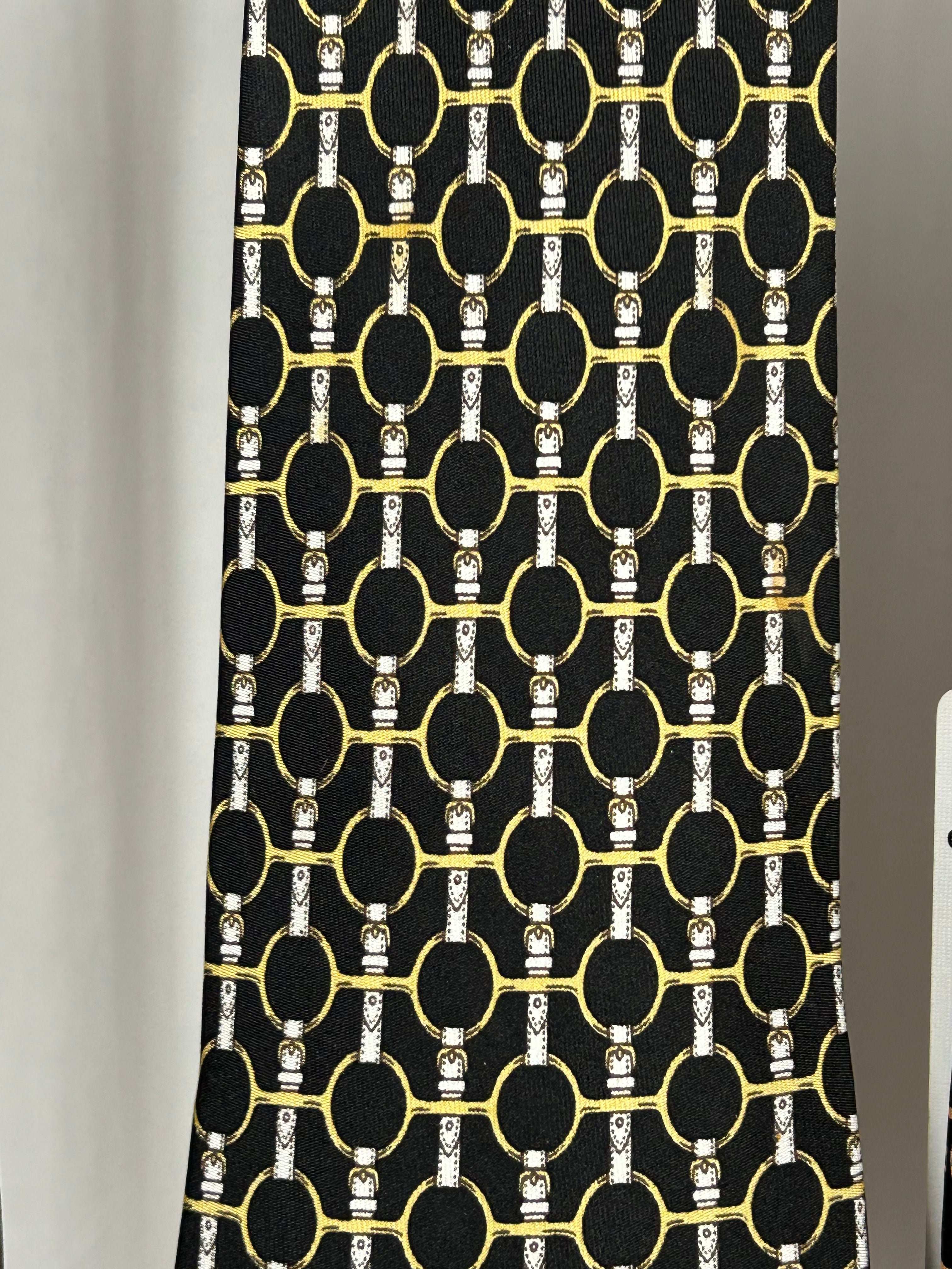 Hermes Krawatte Schwarz Silber Gold